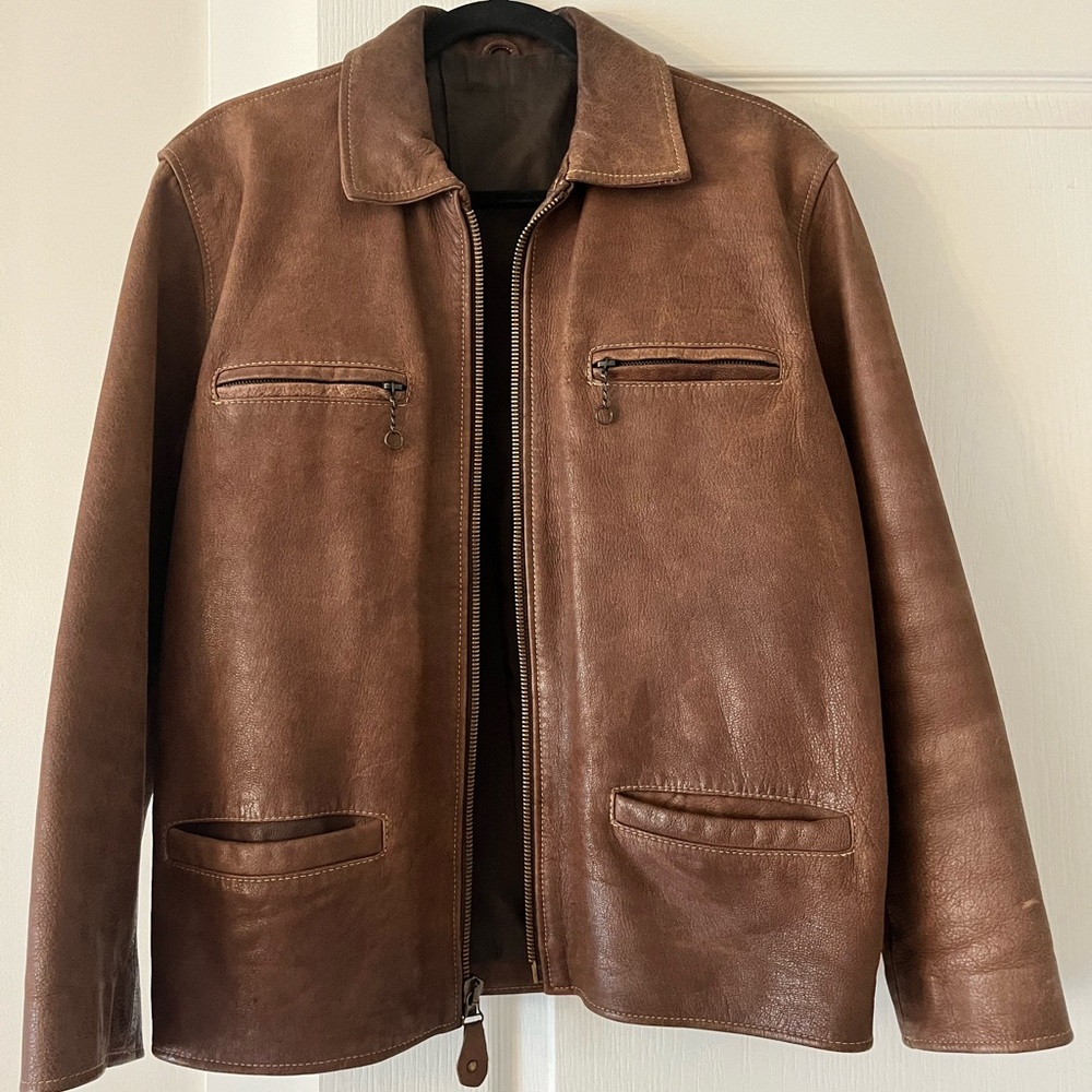 Vintage Brown Leather Jacket with Classic Design
